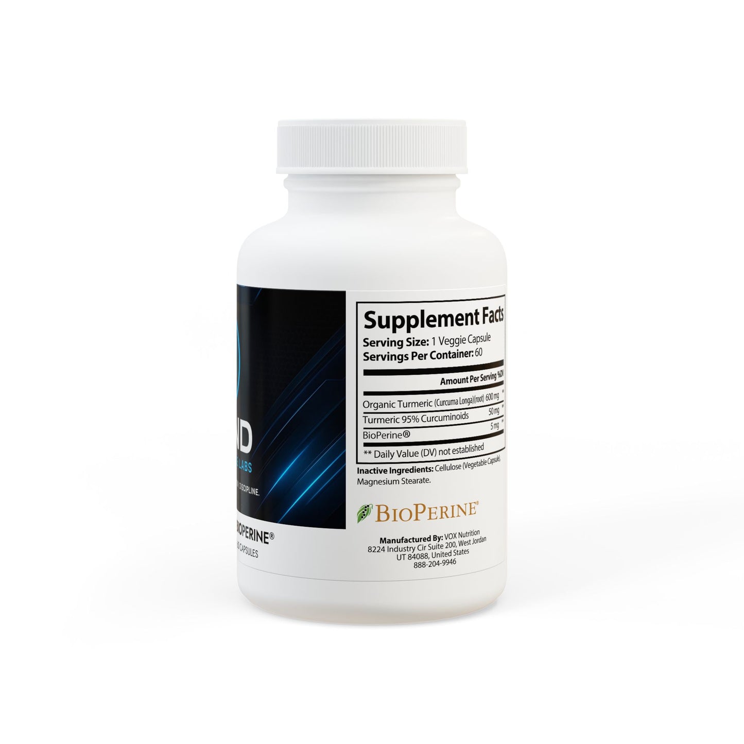 Turmeric with BioPerine® (Black Pepper Fruit Extract) Supplement (60 Capsules)